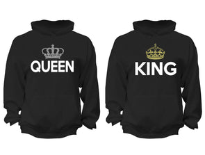 XtraFly Apparel King Rey Queen Reina Valentine's Matching Couples Hooded-Sweatshirt Pullover Hoodie