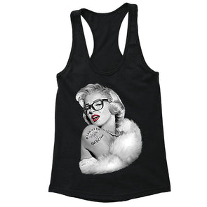 XtraFly Apparel Women's Nerdy Glasses Marilyn Monroe Racer-back Tank-Top