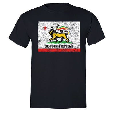 XtraFly Apparel Men's Lion Judah Rasta Reggae California Pride Crewneck Short Sleeve T-shirt