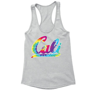 XtraFly Apparel Women's Cali Tie Dye CA California Pride Racer-back Tank-Top