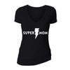 XtraFly Apparel Women's Super Mom Mother's Day V-neck Short Sleeve T-shirt