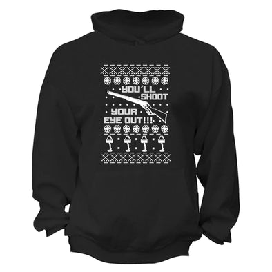 XtraFly Apparel You'll Shoot Your Eye Out Ugly Christmas Hooded-Sweatshirt Pullover Hoodie
