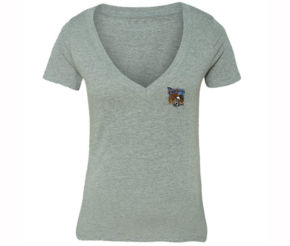 XtraFly Apparel Women's Some Gave All Eagle Pocket Military Pow Mia V-neck Short Sleeve T-shirt