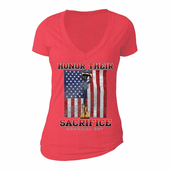 XtraFly Apparel Women's Honor Sacrifice Military Pow Mia V-neck Short Sleeve T-shirt