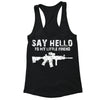 XtraFly Apparel Women's Say Hello Rifle 2nd Amendment Racer-back Tank-Top