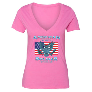 XtraFly Apparel Women's Soldier by Choice Military Pow Mia V-neck Short Sleeve T-shirt