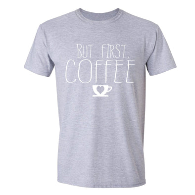 XtraFly Apparel Men's But First Coffee Novelty Gag Crewneck Short Sleeve T-shirt