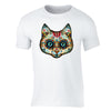 XtraFly Apparel Men's Cat Muerte Sugarskull Skulls Day Of Dead Crewneck Short Sleeve T-shirt