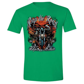 XtraFly Apparel Men's Reap The Road Skull Biker Motorcycle Crewneck Short Sleeve T-shirt