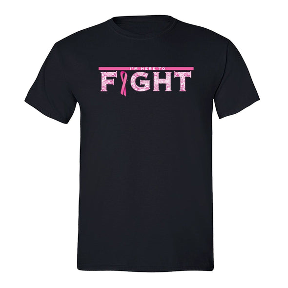 XtraFly Apparel Men's I'm Here to Fight Pink Breast Cancer Ribbon Crewneck Short Sleeve T-shirt