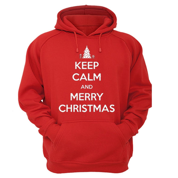 XtraFly Apparel Keep Calm And Merry Ugly Christmas Hooded-Sweatshirt Pullover Hoodie