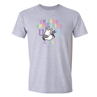 XtraFly Apparel Men's Unicorn University Alumni Novelty Gag Crewneck Short Sleeve T-shirt