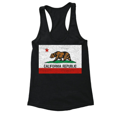 XtraFly Apparel Women's Republic Bear Flag CA California Pride Racer-back Tank-Top