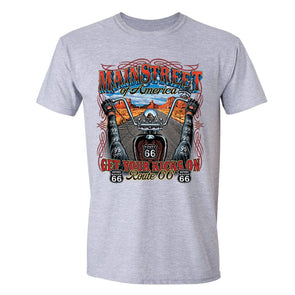 XtraFly Apparel Men's Get Your Kicks On Route 66 Biker Motorcycle Crewneck Short Sleeve T-shirt