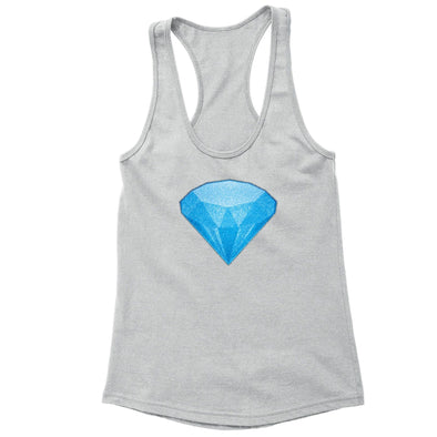 XtraFly Apparel Women's Blue Diamond Emoji Novelty Gag Racer-back Tank-Top
