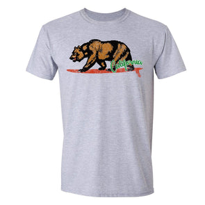 XtraFly Apparel Men's Surfing Bear California Pride Crewneck Short Sleeve T-shirt