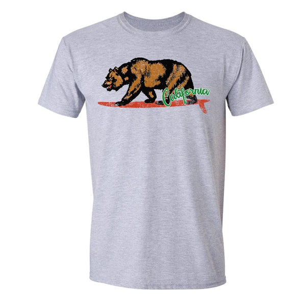 XtraFly Apparel Men's Surfing Bear California Pride Crewneck Short Sleeve T-shirt