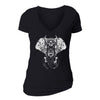 XtraFly Apparel Women's Elephant Head Tusk Tribal Novelty Gag V-neck Short Sleeve T-shirt
