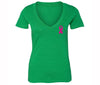 XtraFly Apparel Women's Pocket Pink Ribbon Breast Cancer Ribbon V-neck Short Sleeve T-shirt
