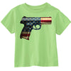 XtraFly Apparel Boys Gun Pistol Flag American Pride Crewneck Short Sleeve T-shirt