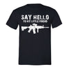 XtraFly Apparel Men's Say Hello Rifle 2nd Amendment Crewneck Short Sleeve T-shirt