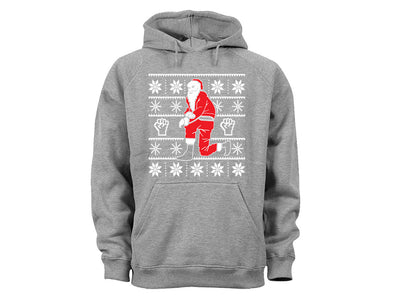 XtraFly Apparel Kneeling Santa Ugly Christmas Hooded-Sweatshirt Pullover Hoodie