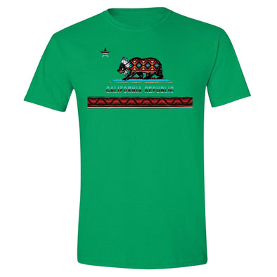 XtraFly Apparel Men's Aztec Tribal Native Bear California Pride Crewneck Short Sleeve T-shirt