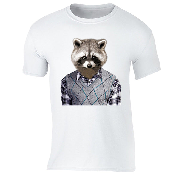 XtraFly Apparel Men's Raccoon in Sweater Animal Lover Crewneck Short Sleeve T-shirt
