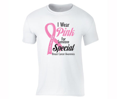 XtraFly Apparel Men's Real Men Wear Pink Breast Cancer Ribbon Crewneck Short Sleeve T-shirt