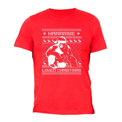 XtraFly Apparel Men's Harambe Loved Christmas Ugly Christmas Crewneck Short Sleeve T-shirt