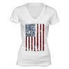 XtraFly Apparel Women's American Flag Distressed 4th of July V-neck Short Sleeve T-shirt