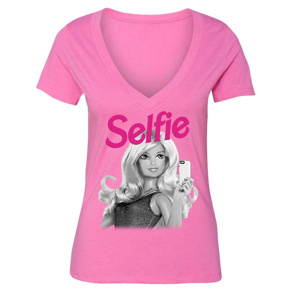 XtraFly Apparel Women's Selfie Doll Cellphone Novelty Gag V-neck Short Sleeve T-shirt