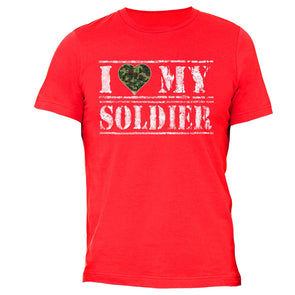 XtraFly Apparel Men's I Love Soldier Camo Military Pow Mia Crewneck Short Sleeve T-shirt