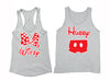 XtraFly Apparel Hubby Wifey Red Bow Valentine's Matching Couples Racer-back Tank-Top