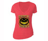 XtraFly Apparel Women's Trick or Treat Bones Halloween Pumpkin V-neck Short Sleeve T-shirt