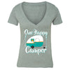XtraFly Apparel Women's Happy Camper RV Camping Novelty Gag V-neck Short Sleeve T-shirt