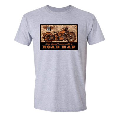 XtraFly Apparel Men's Road Map Route 66 Biker Motorcycle Crewneck Short Sleeve T-shirt