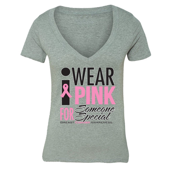 XtraFly Apparel Women's Breast Cancer Awareness V-neck Short Sleeve T-shirt