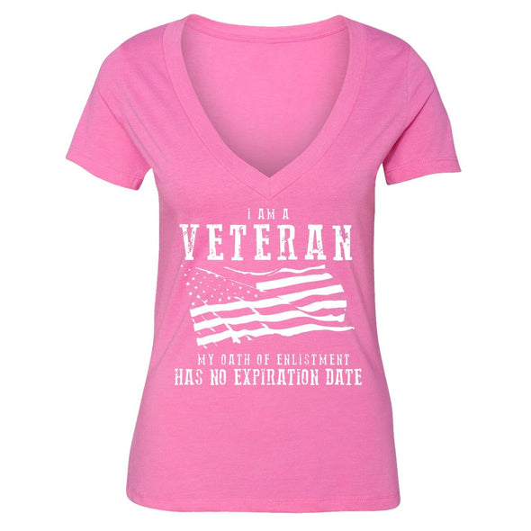 XtraFly Apparel Women's I Am Veteran US Flag Military Pow Mia V-neck Short Sleeve T-shirt