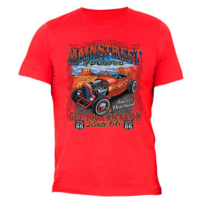 XtraFly Apparel Men's Main Street Route 66 Car Truck Garage Crewneck Short Sleeve T-shirt