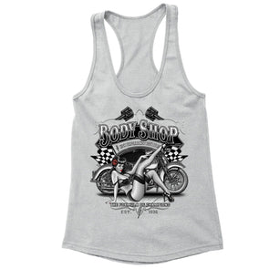 XtraFly Apparel Women's Body Shop Girl Biker Motorcycle Racer-back Tank-Top