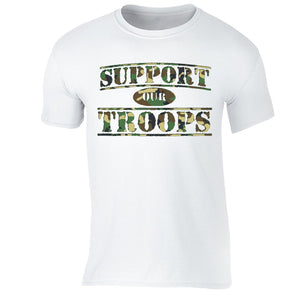 XtraFly Apparel Men's Support Our Troops Camo Military Pow Mia Crewneck Short Sleeve T-shirt