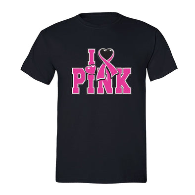 XtraFly Apparel Men's I Love Pink Breast Cancer Ribbon Crewneck Short Sleeve T-shirt