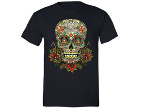 XtraFly Apparel Men's Sugar Skull Tree Ugly Christmas Crewneck Short Sleeve T-shirt