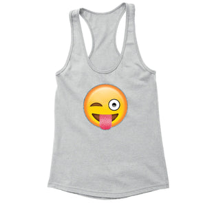 XtraFly Apparel Women's Emoji Wink Tongue Novelty Gag Racer-back Tank-Top