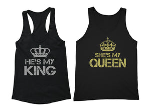 XtraFly Apparel Reina Rey King Queen Valentine's Matching Couples Racer-back Tank-Top