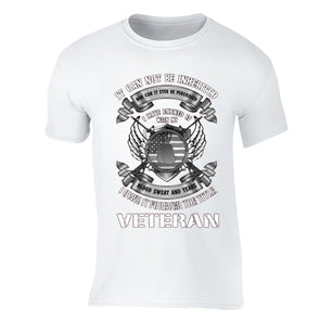 XtraFly Apparel Men's Veteran Blood Sweat Tears Military Pow Mia Crewneck Short Sleeve T-shirt