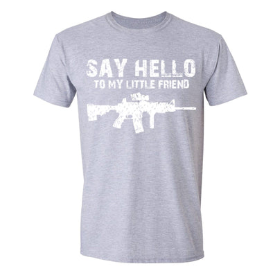 XtraFly Apparel Men's Say Hello Rifle 2nd Amendment Crewneck Short Sleeve T-shirt