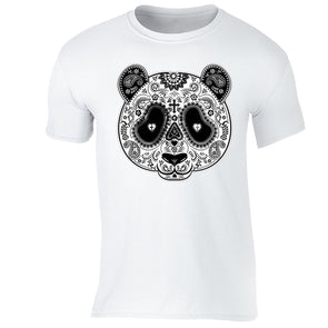 XtraFly Apparel Men's Panda Sugarskull Skulls Day Of Dead Crewneck Short Sleeve T-shirt