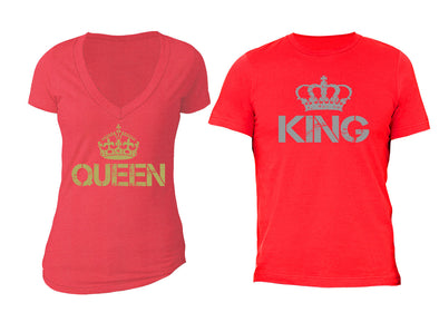XtraFly Apparel Reina Queen Rey King Valentine's Matching Couples Short Sleeve T-shirt